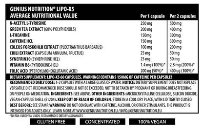 Genius Nutrition LIPO-X5 60 Capsules Fat Burner